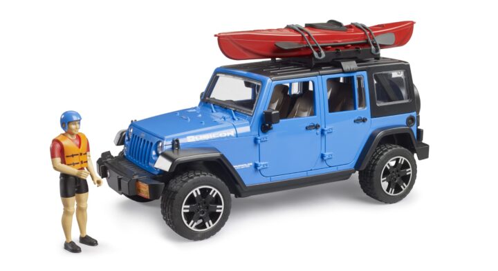 Figurka Jeep Wrangler Rubicon s kajakem a kajakářem – Bruder 2529